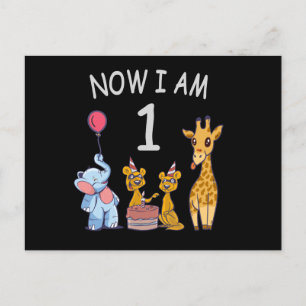 Now I am 1 year old 1st Birthday at the Zoo Baby B Postcard