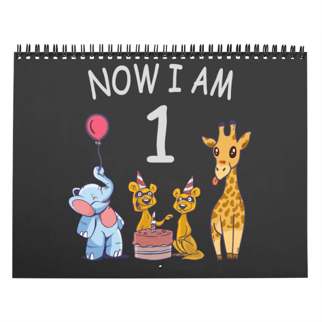Now I am 1 year old 1st Birthday at the Zoo Calendar (Cover)