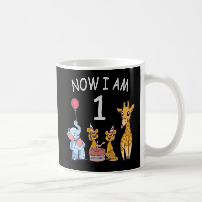Now I am 1 year old 1st Birthday at the Zoo Coffee Mug (Right)