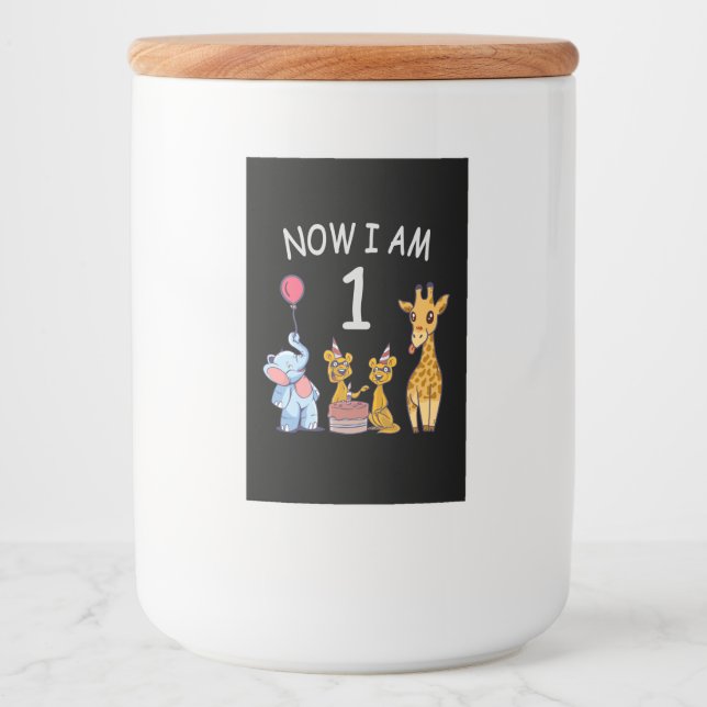 Now I am 1 year old 1st Birthday at the Zoo Food Label (Front)