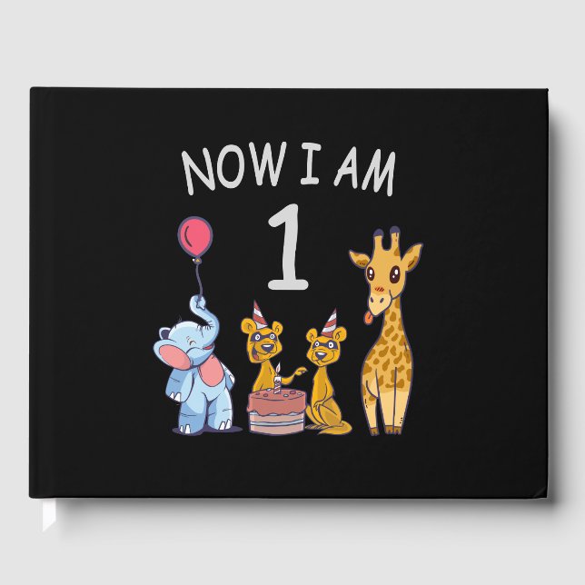 Now I am 1 year old 1st Birthday at the Zoo Guest Book (Front)