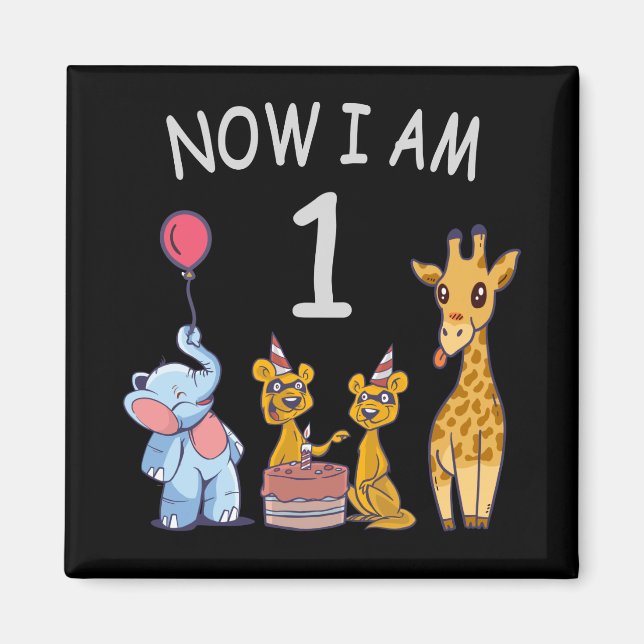 Now I am 1 year old 1st Birthday at the Zoo Magnet (Front)