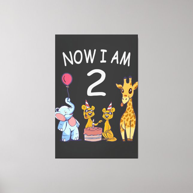 Now I am 2 year old 2nd Birthday at the Zoo Canvas Print (Front)