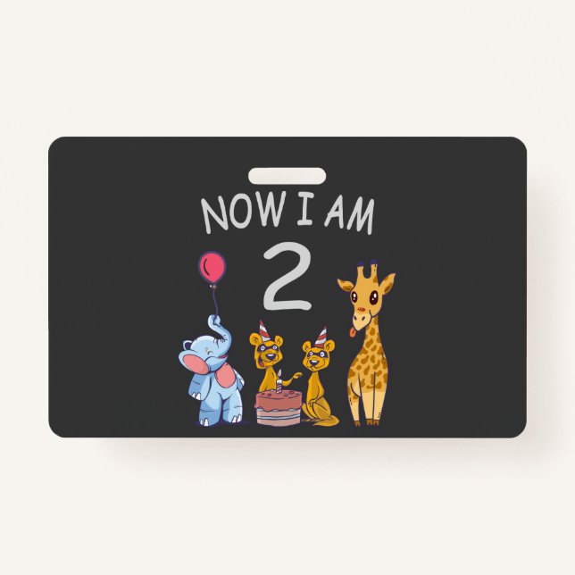 Now I am 2 year old 2nd Birthday at the Zoo ID Badge (Front)