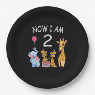 Now I am 2 year old 2nd Birthday at the Zoo Paper Plate