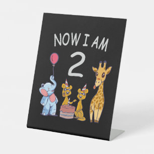 Now I am 2 year old 2nd Birthday at the Zoo Pedestal Sign
