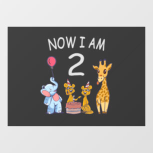 Now I am 2 years old 2nd Birthday at the Zoo Baby  Window Cling