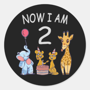 Now I am 2 years old 2nd Birthday at the Zoo Class Classic Round Sticker