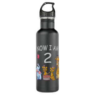 Now I am 2 years old 2nd Birthday at the Zoo Stain 710 Ml Water Bottle