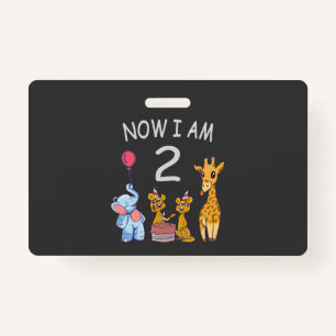 Now I am 2 years old 2nd Birthday at the Zoo T-Shi ID Badge