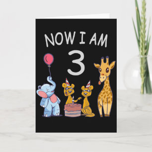 Now I am 3 year old 3rd Birthday at the Zoo Card