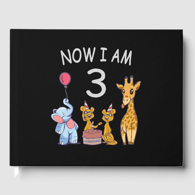 Now I am 3 year old 3rd Birthday at the Zoo Guest Book (Front)
