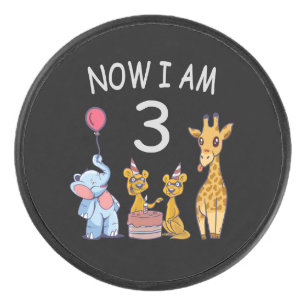 Now I am 3 year old 3rd Birthday at the Zoo Hockey Puck