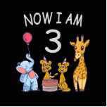 Now I am 3 year old 3rd Birthday at the Zoo Standing Photo Sculpture<br><div class="desc">Happy 3rd Birthday. Funny and lovely Kids Birthday design with a cute Elephant,  two ferrets and a giraffe celebrating your birthday at the zoo.</div>