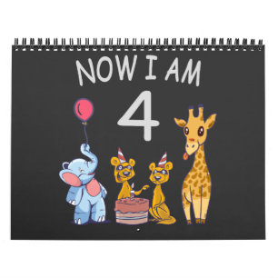 Now I am 4 year old 4th Birthday at the Zoo Calendar