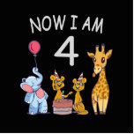Now I am 4 year old 4th Birthday at the Zoo Standing Photo Sculpture<br><div class="desc">Happy 4th Birthday. Funny and lovely Kids Birthday design with a cute Elephant,  two ferrets and a giraffe celebrating your birthday at the zoo.</div>