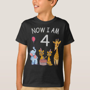 Now I am 4 year old 4th Birthday at the Zoo T-Shirt