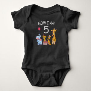 Now I am 5 years old 5th Birthday at the Zoo Baby Bodysuit