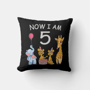 Now I am 5 years old 5th Birthday at the Zoo Cushion