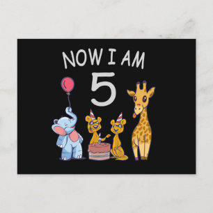 Now I am 5 years old 5th Birthday at the Zoo Postcard