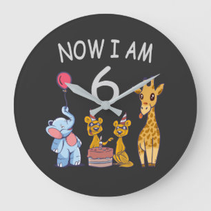 Now I am 6 years old 6th Birthday at the Zoo Large Clock
