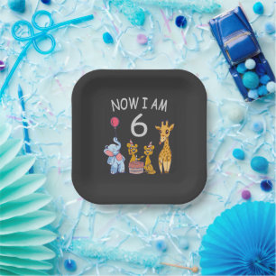 Now I am 6 years old 6th Birthday at the Zoo Paper Plate