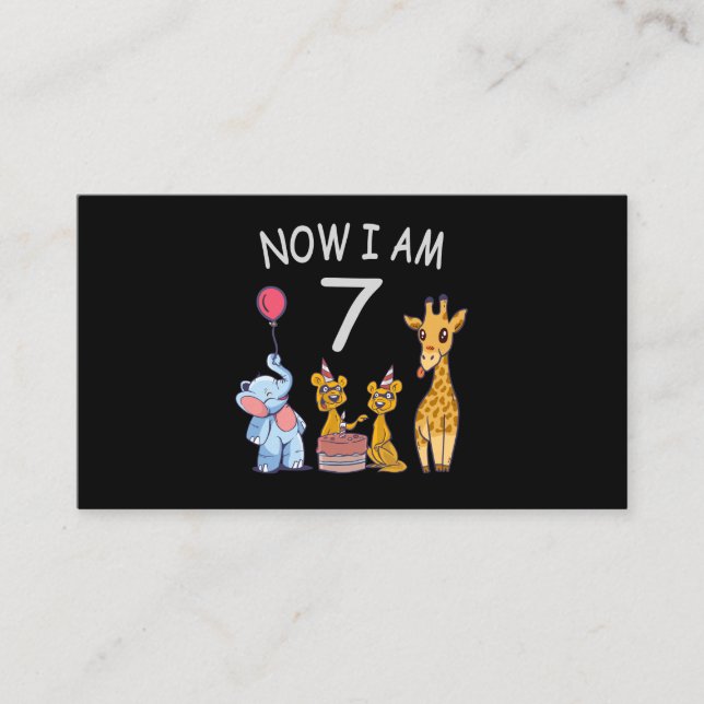 Now I am 7 years old 7th Birthday at the Zoo Enclosure Card (Front)