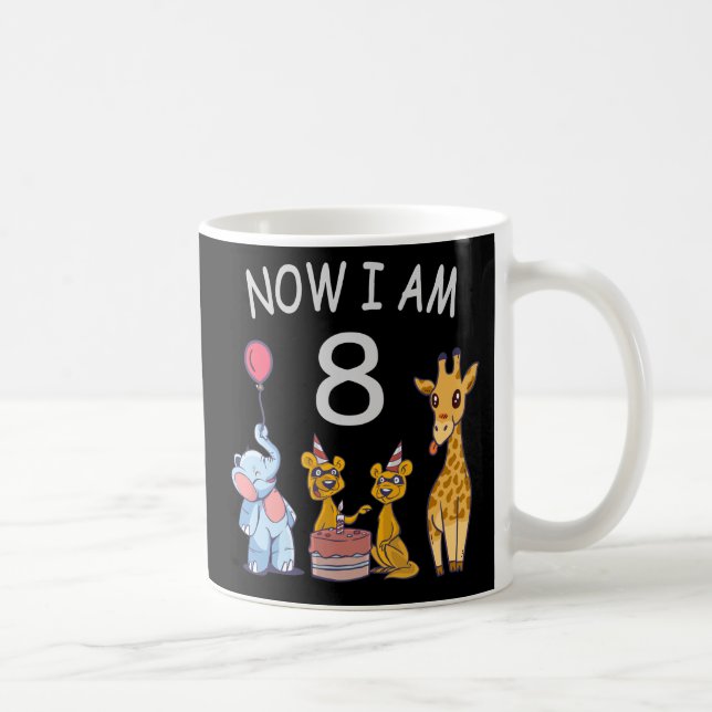 Now I am 8 years old 8th Birthday at the Zoo Coffee Mug (Right)