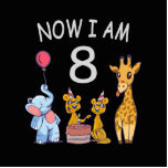 Now I am 8 years old 8th Birthday at the Zoo Standing Photo Sculpture<br><div class="desc">Happy 8th Birthday. Funny and lovely Kids Birthday design with a cute Elephant,  two ferrets and a giraffe celebrating your birthday at the zoo.</div>