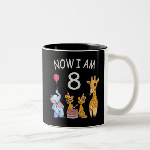 Now I am 8 years old 8th Birthday at the Zoo Two-Tone Coffee Mug