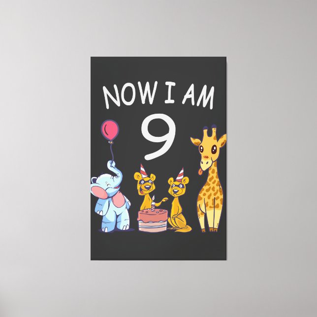 Now I am 9 years old 9th Birthday at the Zoo Canvas Print (Front)