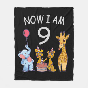 Now I am 9 years old 9th Birthday at the Zoo Fleece Blanket