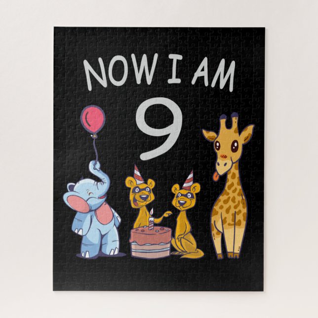 Now I am 9 years old 9th Birthday at the Zoo Jigsaw Puzzle (Vertical)