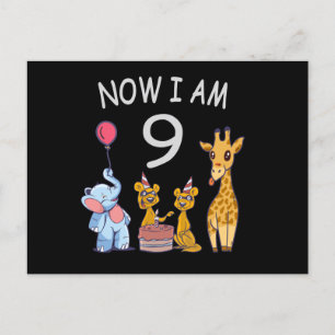 Now I am 9 years old 9th Birthday at the Zoo Postcard