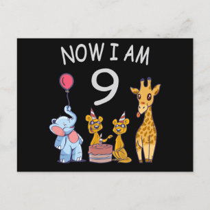 Now I am 9 years old 9th Birthday at the Zoo Postcard