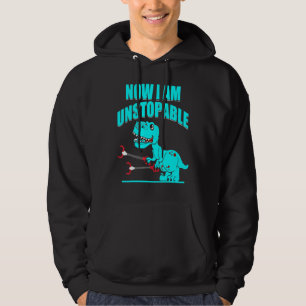 Now I Am Unstoppable T Rex Little Dinosaur Hoodie