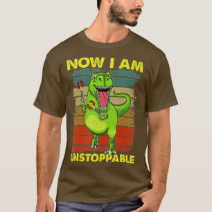 Now I Am Unstoppable TRex Funny Short Dinosaur Arm T-Shirt