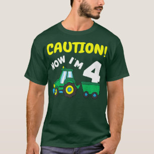 Now im 4 Tractor 4th Birthday Farmer Boy 4 year T-Shirt