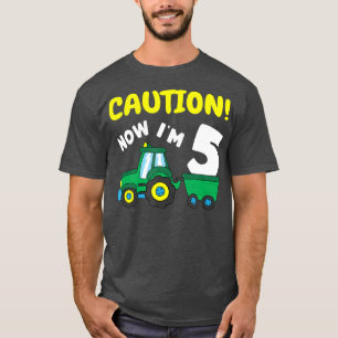 Now im 5 Tractor 5th Birthday Farmer Boy 5 year T-Shirt