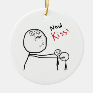 Now Kiss Rage Face Comic Meme Ceramic Tree Decoration