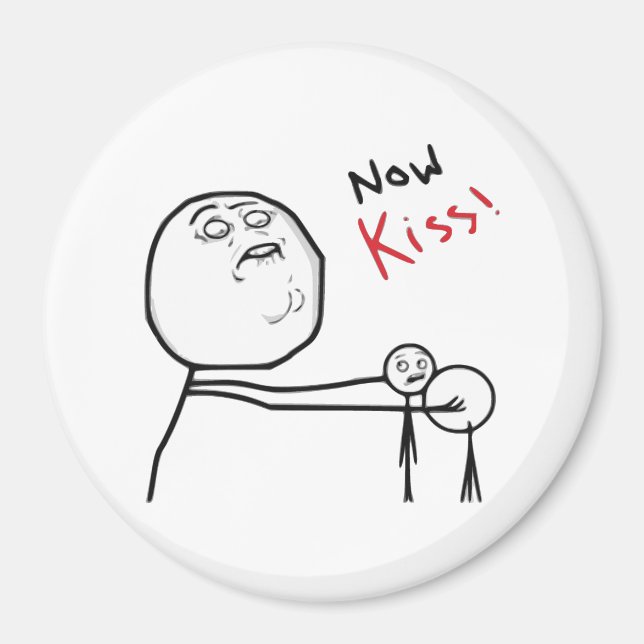 Now Kiss Rage Face Comic Meme Magnet (Front)