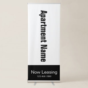 Now Leasing Apartment Name Phone Number White Retractable Banner