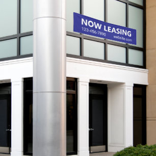 Now Leasing Blue Apartment Rental Website Phone Banner