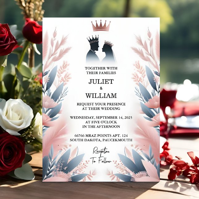 Now Long Tulle Regal Royal Glam Blush Pink Wedding Invitation (Creator Uploaded)