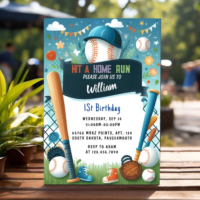 Now Men Ball Wood Game Team Baseball 1st Birthday Invitation (Creator Uploaded)