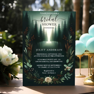 Now Nature Garden Plant Dark Green Bridal Shower Invitation