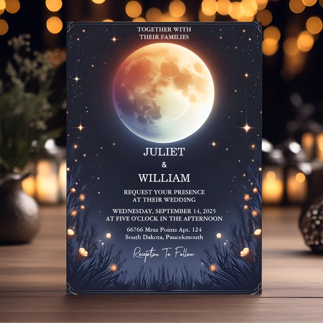 Now Night Sunset Stars Moon Cloud Twilight Wedding Invitation (Creator Uploaded)