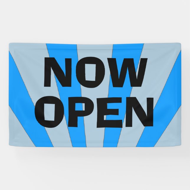 Now Open blue black banner sign (Horizontal)