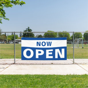 Now Open Business Blue White Large Outdoor Sign