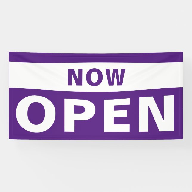 Now Open Business Violet White Large Outdoor Sign (Horizontal)
